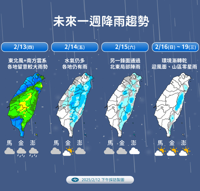 气象署预测未来降雨趋势。（图／气象署提供）
