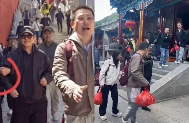 有眼尖網友發現，李連杰被瘋傳的造型，甚至是旁邊的隨從，完全和2024年的畫面一模一樣。（圖／翻攝小紅書、微博）