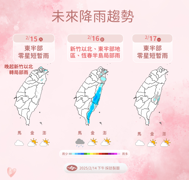 氣象署預測未來降雨趨勢。（圖／氣象署提供）