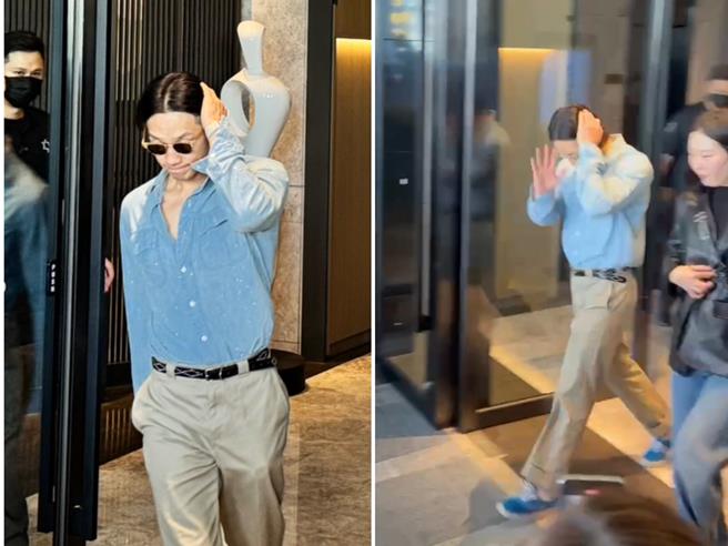 RAIN下午赴會場彩排前，有歌迷在下榻酒店外等候。（讀者提供）