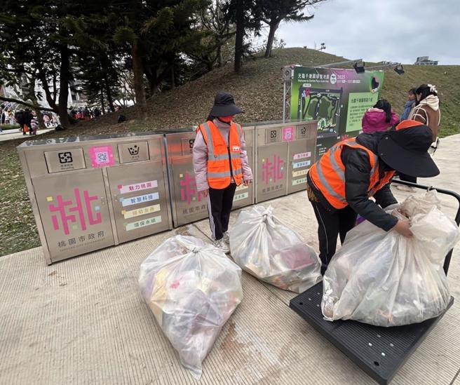 台湾灯会在桃园正式开幕首周末，桃园市环保局2日总垃圾清运量为22.68吨。（图／桃园市环保局）