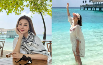 68岁「最美童星」谢玲玲游马尔地夫 穿连身膝上裙露逆龄美腿