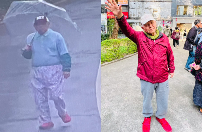 林叶增最后被监视器拍到的画面（左）在撑伞。（图／翻摄自lin_yehting IG）