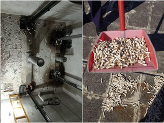 淡水惡鄰亂丟菸蒂堆積電梯井 管委會發狠提告