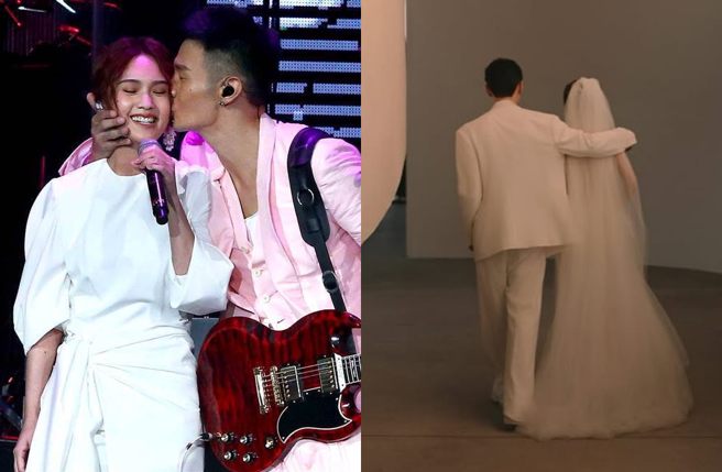 楊丞琳（左）突然曬出和老公李榮浩的婚紗禮服照，暗示夫妻倆早在2024年補辦完婚禮。（圖／中時資料照、楊丞琳IG）