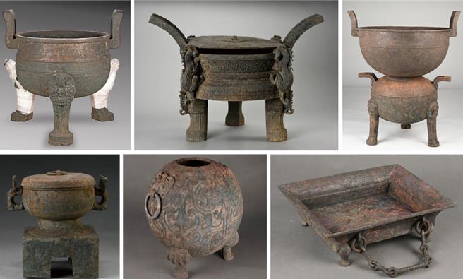 陆2024考古新发现揭晓浙江仙居下汤等6遗址入选。图为安徽淮南市武王墩战国晚期一号墓出土的铜器。（新华社）