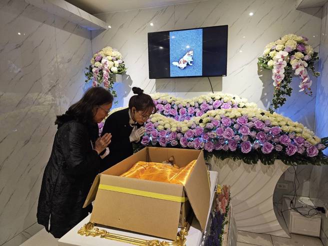 蔡小姐和愛犬妮娜道別。(飼主蔡小姐提供)