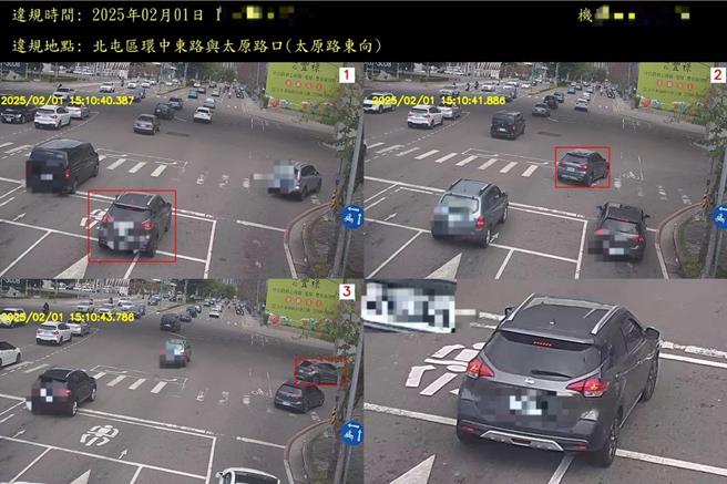 2024年台中市科技执法取缔件数最多的路口在北屯区环中东路与太原路口。（民眾提供／宝智华台中传真）