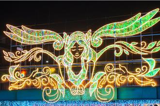 新北中港光雕展3百万盏灯点亮河廊 5米高光之女神浪漫登场