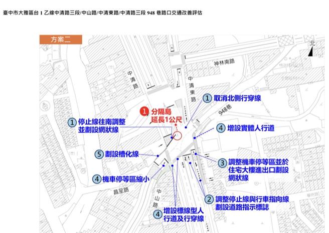 大雅区台一乙线５叉路口，交通事故频传。（立委杨琼璎服务处提供／宝智华台中传真）