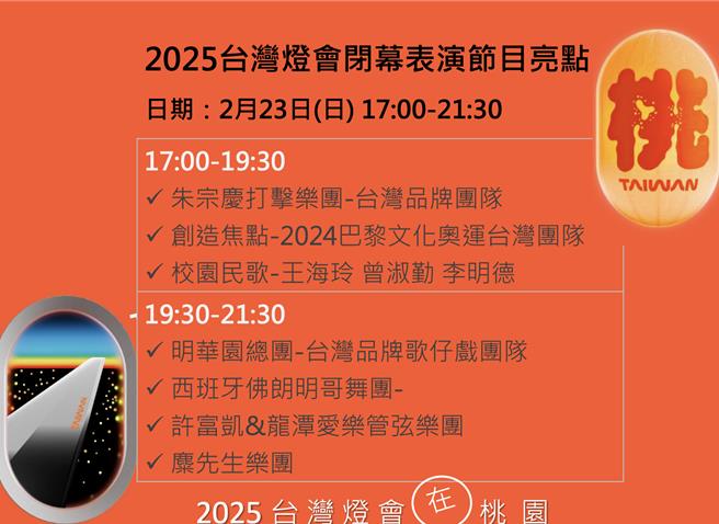 2025台灣燈會閉幕表演長達4小時半，節目精彩可期。（觀光署提供／蔡明亘台北傳真）