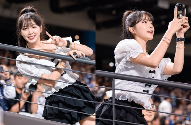 虽然没有工作，但安芝儇还是自己买票进场，与大家一起为中华队加油。（图／IG@wlgus2qh）