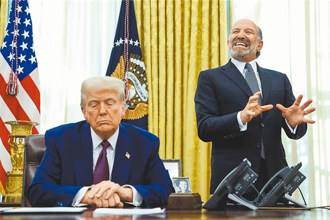 美国总统川普与商务部长卢特尼克（右）。（路透）