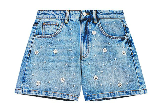 Maje绣珠牛仔短裤，售价8590元。（Maje提供）