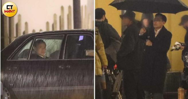 金马影帝陈以文也参与拍摄，穿着西装长大衣的他霸气十足，搭乘的宾士缓缓经过两辆消防车，现场的气氛相当悬疑。（图／本刊摄影组）