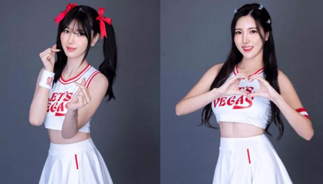 富邦啦啦队女神南珉贞（右）的妹妹南至苑（左）来台拍摄手游广告，因没申请工作证违法。（图／拉斯维加斯娱乐城提供）