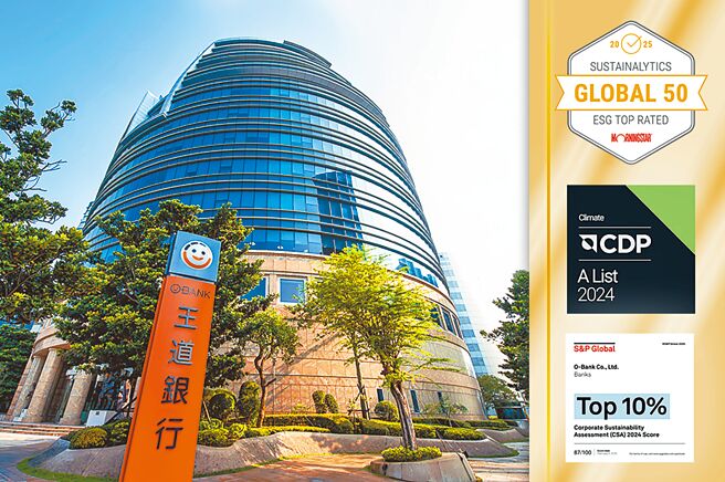 王道銀深耕永續有成，獲多項國際永續評鑑佳績。（王道銀行提供）