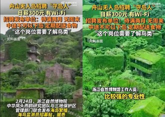 舟山無人島招聘守島人 日薪1280無假日但是有「WI-FI」