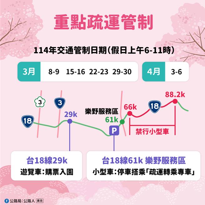 阿里山花季重點疏運管制。（公路局提供／蔡明亘台北傳真）
