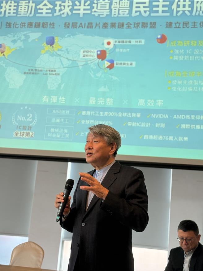 面對川普政府可能逼使台積電把先進製程提早赴美，經濟部長郭智輝今(27)在媒體春酒會上表示，要經過政府許可，投審會會把關，維持關鍵技術領先。(王玉樹攝)