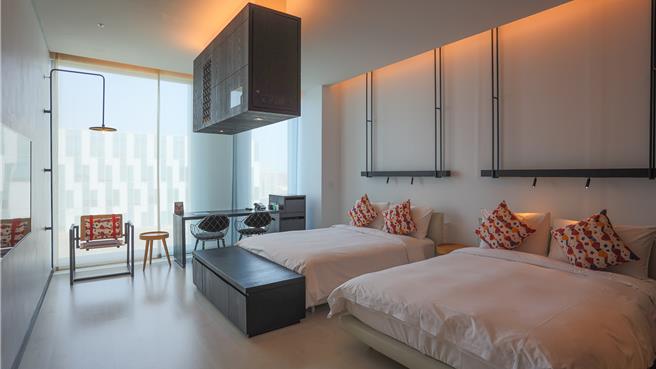 使用兩張老爺集團聯合住宿券升等兩晚「家庭四人房」。(台南老爺行旅提供)