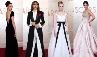 奥斯卡97》红毯优雅当道  艾芬妮飘仙气  LISA穿西装式礼服致敬007