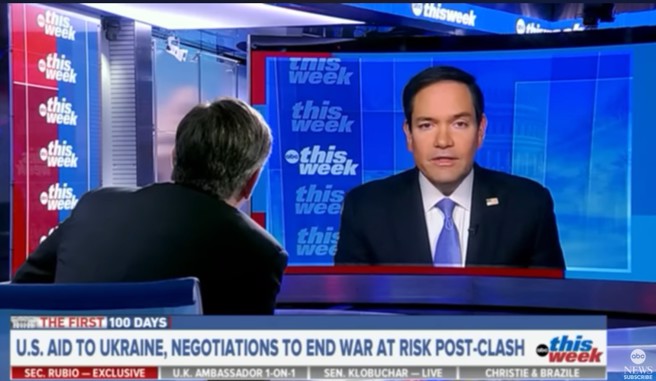 美国国务卿卢比欧，接受ABC访问时为川普辩护 ，演变成一场激烈论辩。(图/YOUTBUE)