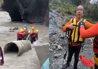 驚險救援現場！遊客闖蕙蓀林場九仙溪 溪水暴漲1人受困