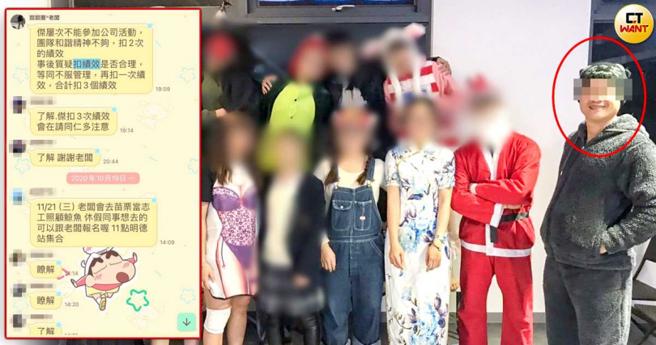 洪姓老板也被控其长以「员工福利」为名，举办各式活动要员工参加，社群平台上一片和乐融融，实际上却是拒绝出席就会被扣绩效。（图／民眾提供）