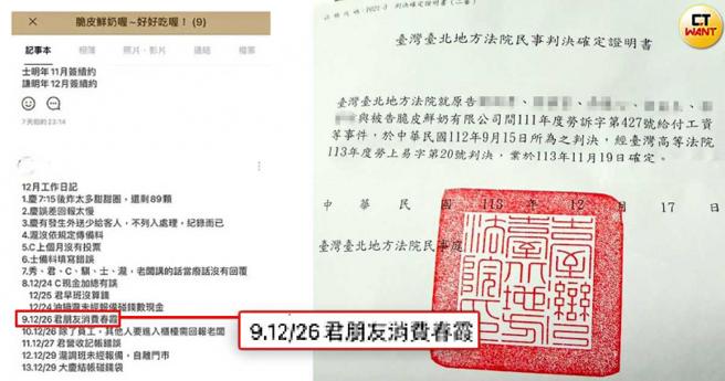员工再指老板因与隔壁店家关系不好，放话员工只要前往隔壁店家消费就「开除」，就连员工朋友前往消费事后被得知后也遭到扣绩效，如今判决确定却被老板拒绝给付应给之薪资。（图／民眾提供）