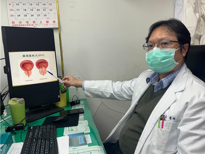 李綜合醫院泌尿科主任醫師吳紘岳說明攝護腺肥大的差異。（院方提供／寶智華台中傳真）