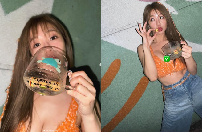 郭书瑶穿亲手编织上衣，辣秀好身材。（图／翻摄边郭书瑶IG）