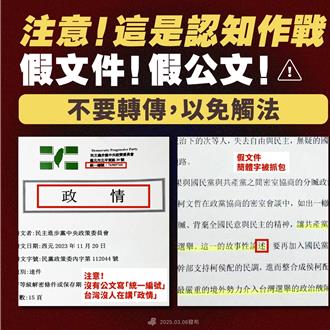 「政情」文件瘋傳  綠斥竟然打統編：境外勢力拙劣造假