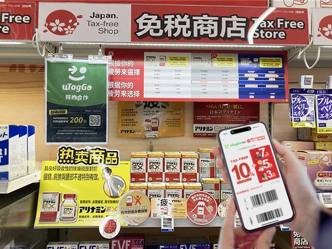 BicCamera 店铺使用 uTagGo 专属条码结帐，并【登录领收証】加码回馈「减碳车币」（手机为示意情境，与报导内容相符）。（远通电收提供／蔡明亘台北传真）