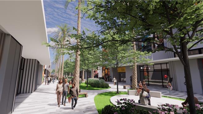 東南水泥為活化土地資產，將位於高雄亞灣蛋黃區的逾1.6萬坪土地，經過2年籌備與設計規畫後，分2期開發，其中A區將開設全台最大、緊鄰港灣的好市多，日前已經動土，B區為東南米樂廣場占地近6000坪。（東南米樂提供）