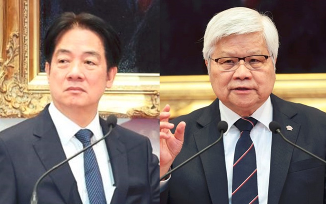 赖清德(左)开记者会谈台积电移美被网友轰爆，魏哲家(右)则被评为陪演戏一脸无奈。（合成图／杜宜谙摄）