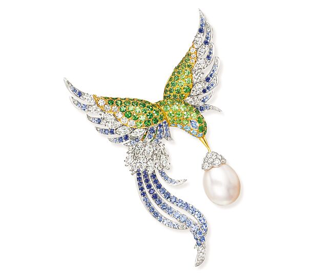 海瑞溫斯頓Marvelous Creations系列蜂鳥胸針。（HARRY WINSTON提供）