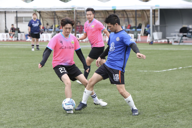 台港澳友谊杯足赛今年共14支球队以球会友。（策进会提供）