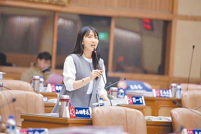 针对国民党议员批评民进党秘书长林右昌，民进党新北市议员山田摩衣7日反讽，迴力镖会让神明也发笑。（山田摩衣提供／吕健豪新北传真）
