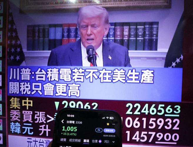 台积电美国投资消息一出，台股盘中一度跌近400点。（图／报系资料照）