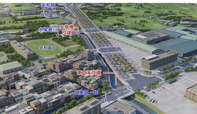 台中市市政路延伸工程第1标工业区一路至安和路段，歷经2年半，预计于3月底完工。（台中市政府提供／陈淑娥台中传真）