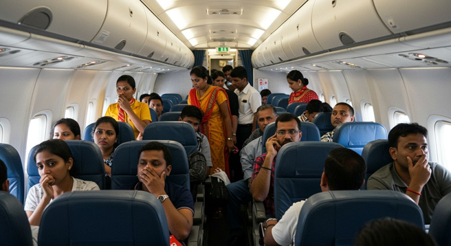 一架由美国起飞的印度航空班机，因机上只剩一间厕所，起飞5小时后返回原地，旅客相当不满。（示意图、与本案无关／AI生成）