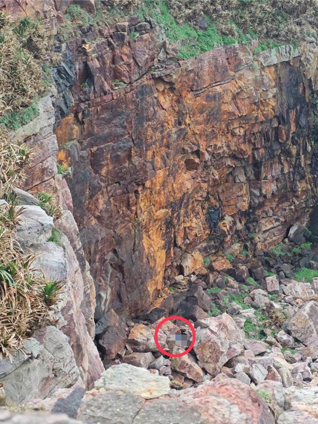 新北市貢寮區靈巖寺停車場旁觀景台今（4）日下午發生一起墜崖意外，一名男子約下午4時許因不明原因從高約15公尺的觀景台上墜落懸崖。（民眾提供）