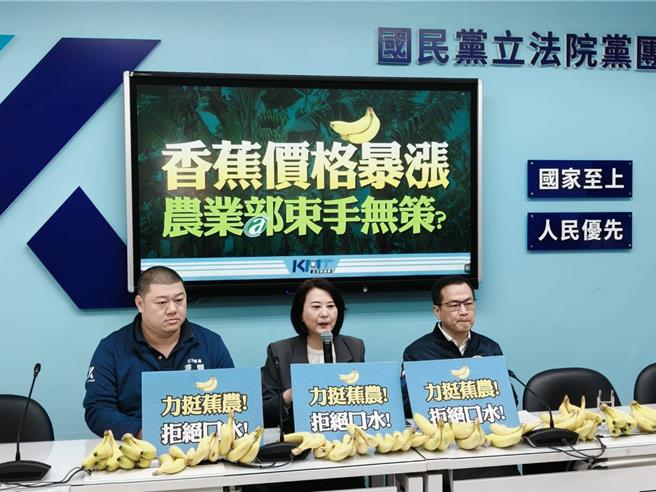 国民党团今举行「香蕉价格暴涨 农业部束手无策？」记者会。（国民党团提供／陈薏云台北传真）