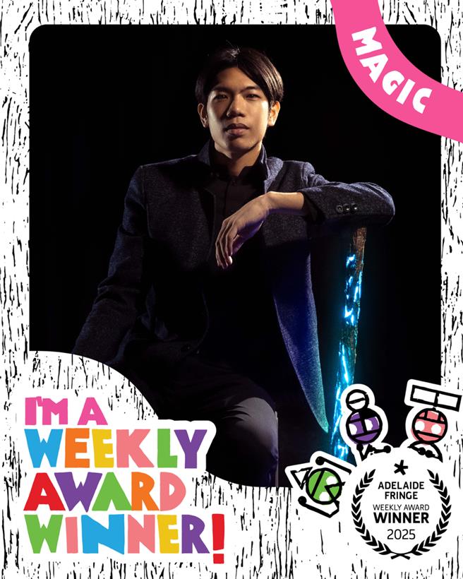 由台湾 「A.M. Playhouse」 制作的魔术剧场作品 《Diary of a Magician： Year One》 在2025年澳洲阿德莱德艺穗节（Adelaide Fringe）成功演出。（蔡岳达提供／谢明俊苗栗传真）