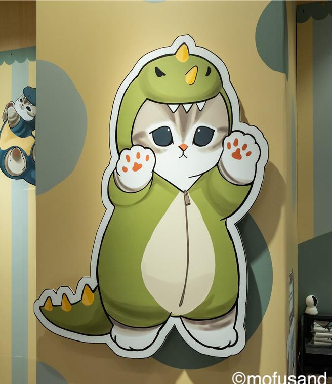  貓福珊迪快閃店門口有「暴龍喵」迎賓，可愛爆擊。（WeTrust信賴互動行銷有限公司提供／徐梓榕台北傳真）