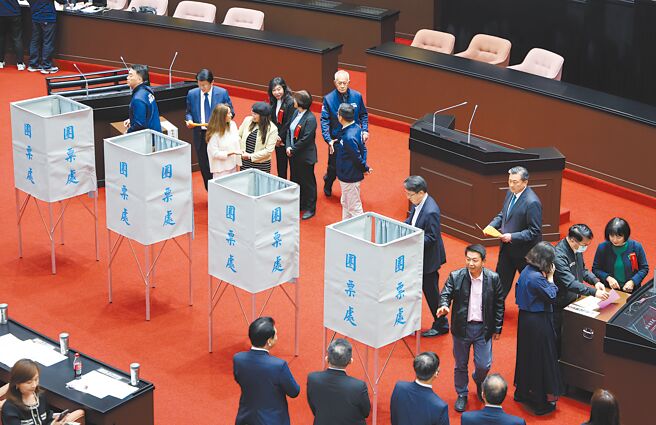 立法院12日院会投票表决中央政府总预算、《财划法》覆议案。（姚志平摄）