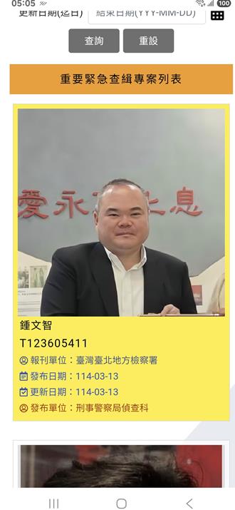 「鮑魚聞人」鍾文智棄保潛逃通緝30年 刑事局發布要案查緝專刊