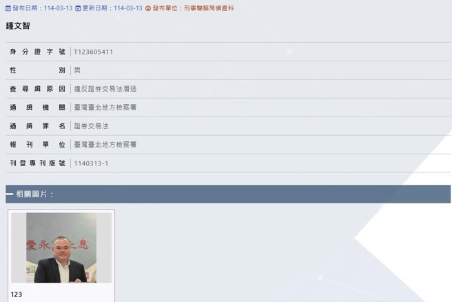 「连一鲍鱼」锺文智遭判30年定谳 查缉专刊曝光。（翻摄刑事局网站）