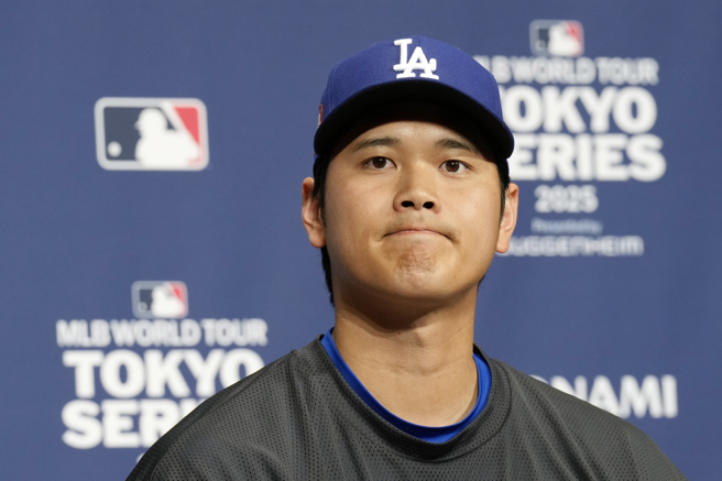 道奇日籍球星大谷翔平谈暂停投球復健训练计画。（图／美联社）